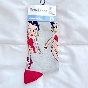 Betty Boop Crew Socks - Gray and Red